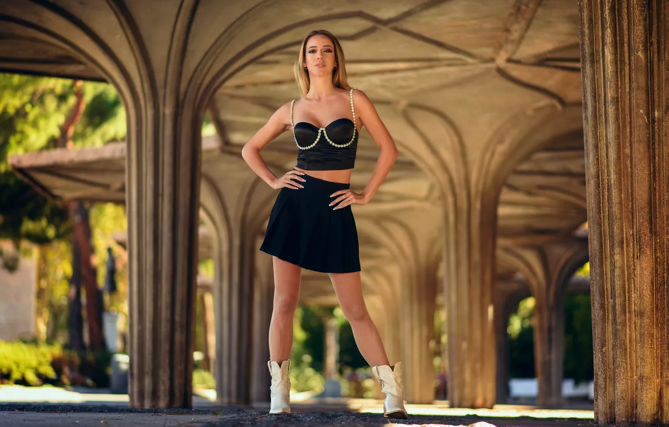 Photo wallpaper pose, feet, skirt, blonde, Victoria