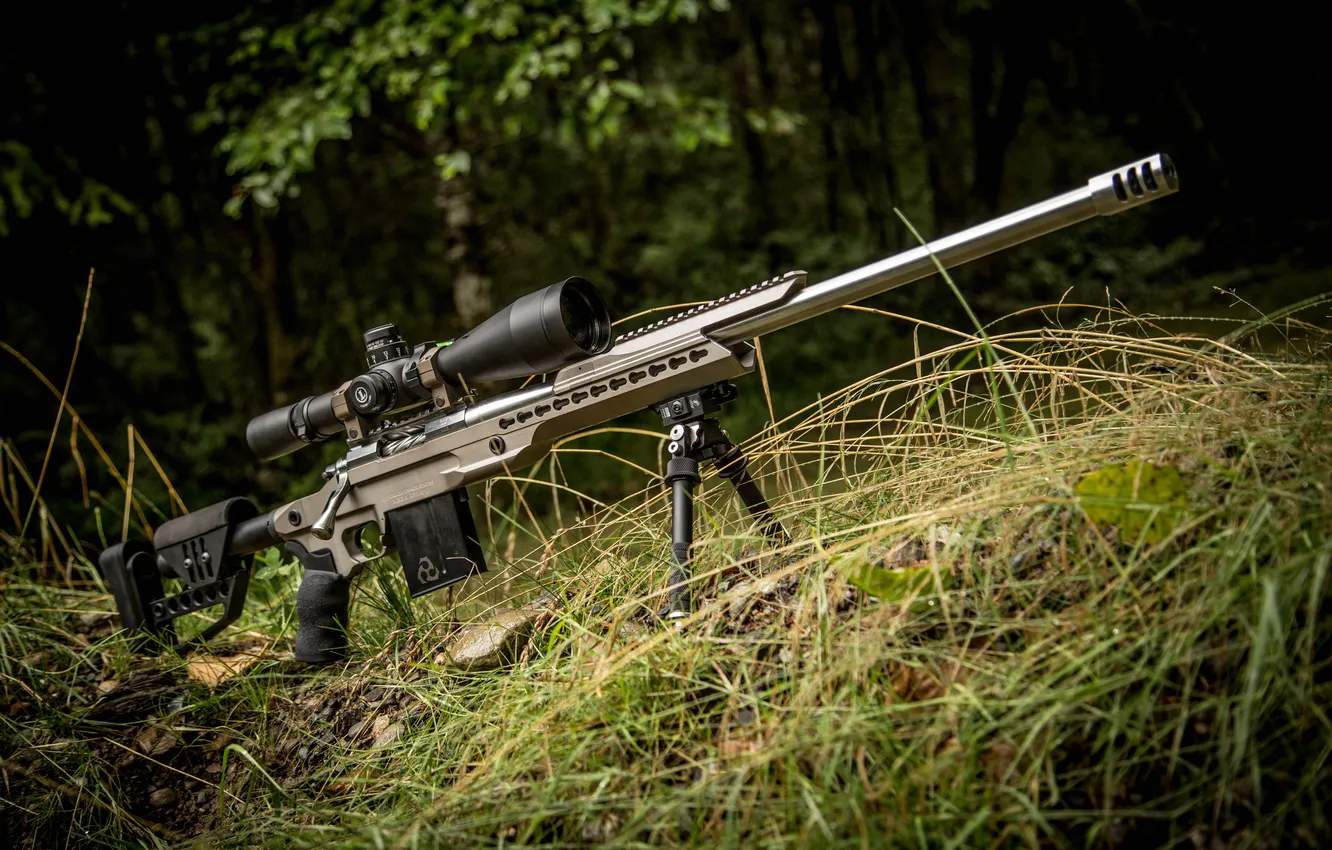 Photo wallpaper forest, grass, sniper, Rifle, bipod