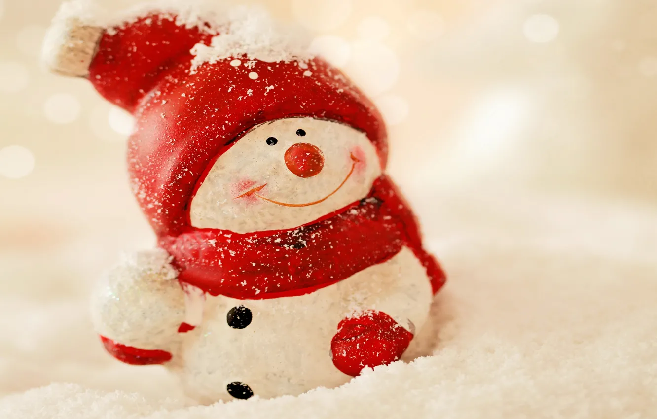 Photo wallpaper winter, snow, New Year, snowman, Christmas, winter, snow, Merry