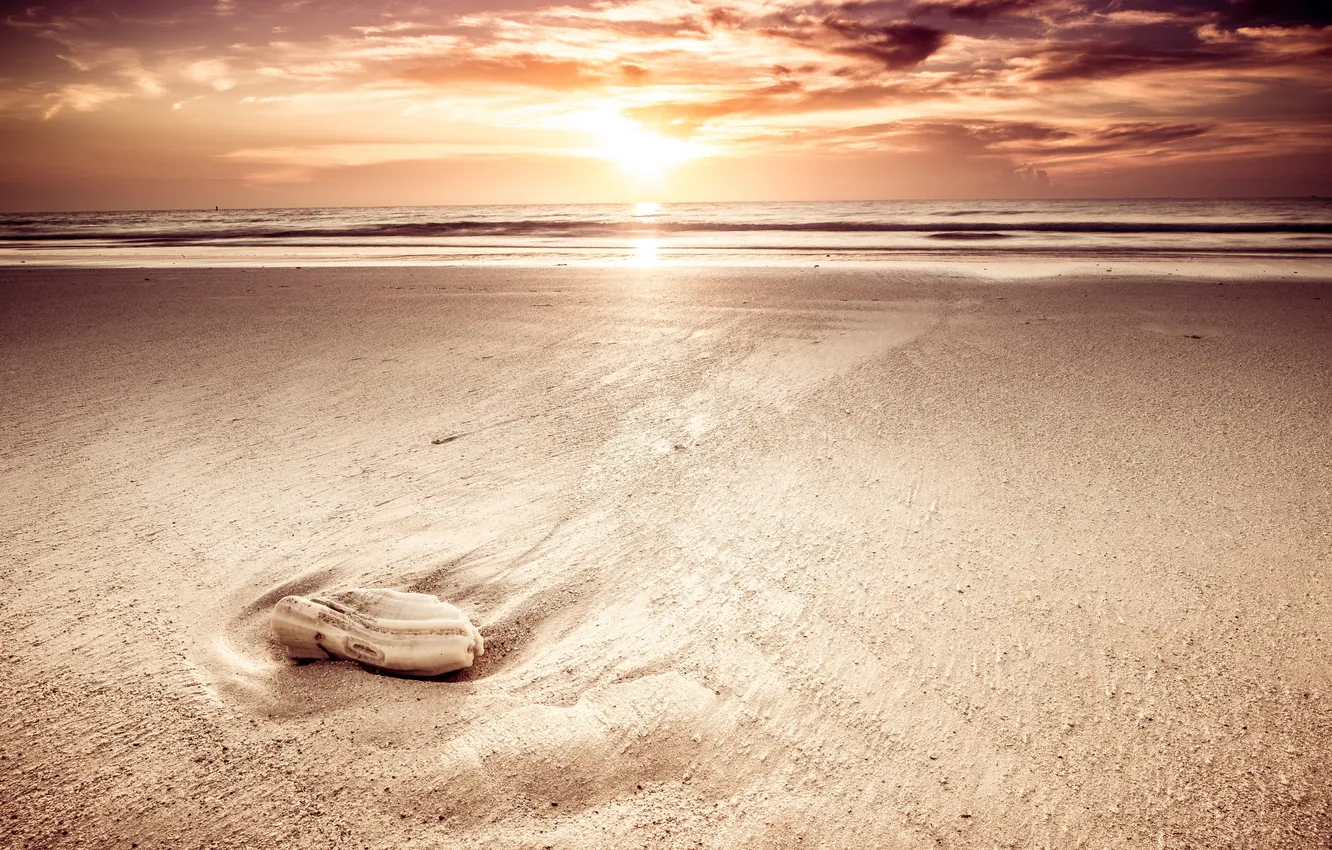 Photo wallpaper sea, landscape, sunset