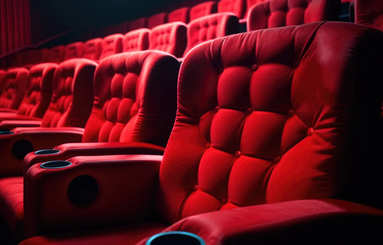 Photo wallpaper cinema, red, armchairs