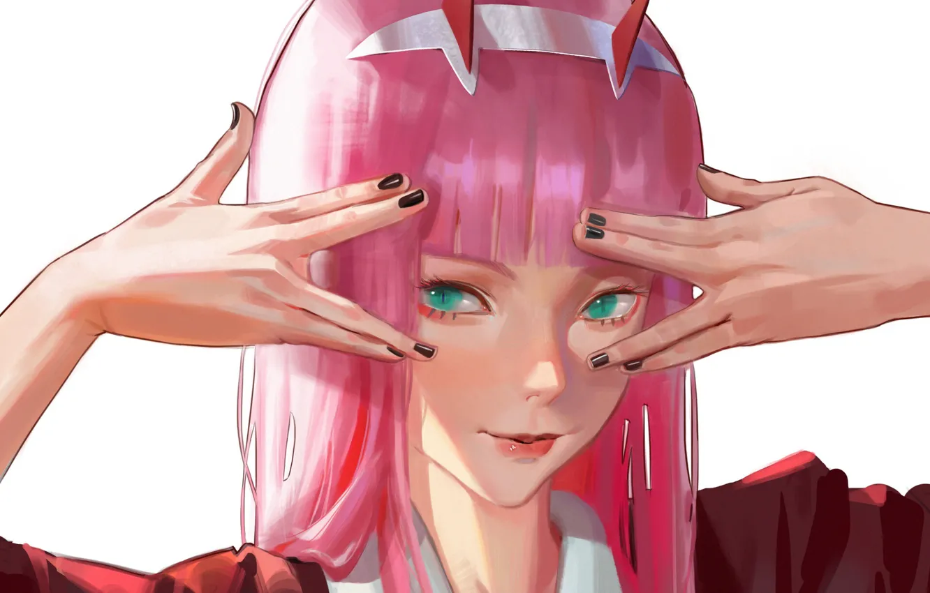 Photo wallpaper look, girl, hands, 002, Darling In The Frankxx, Cute in France, Zero Two