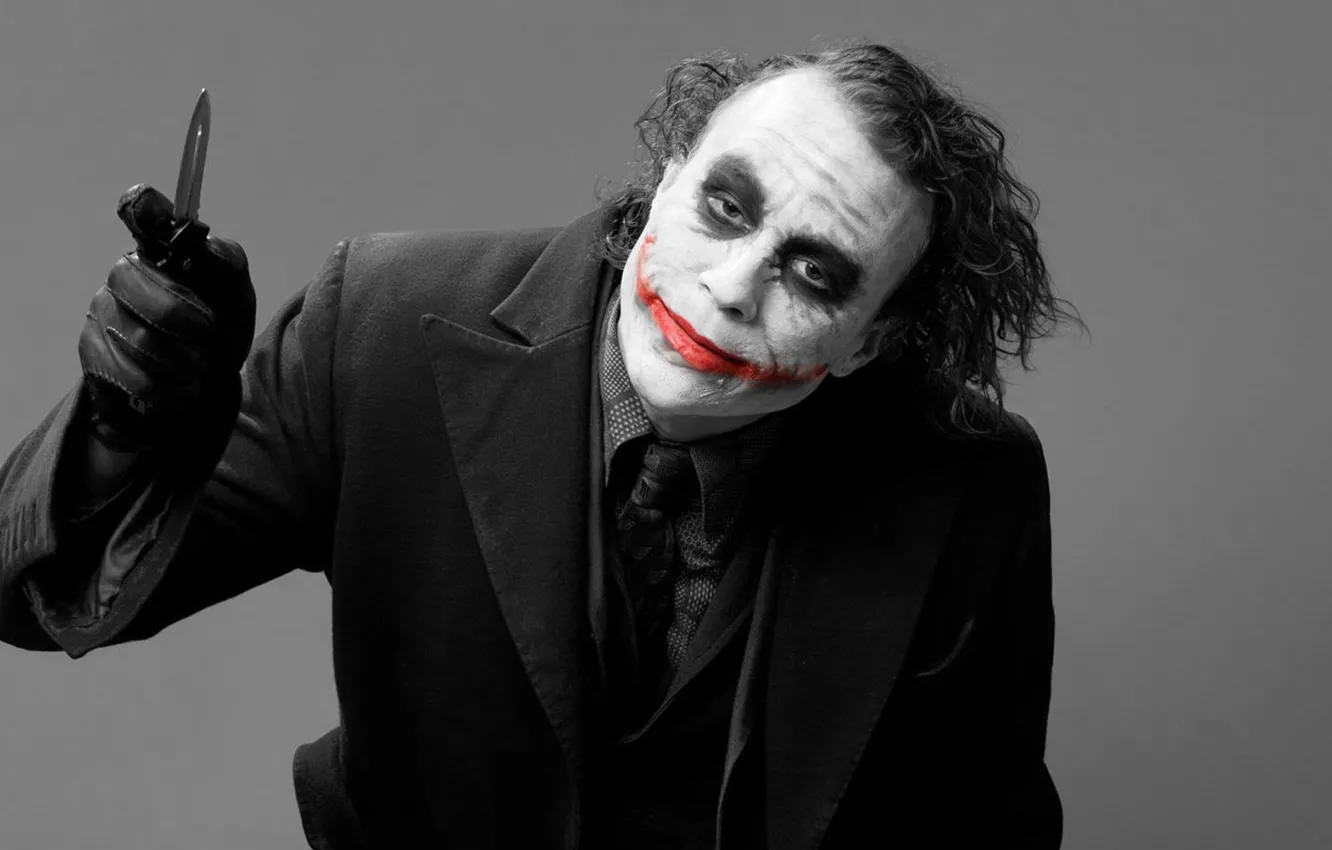 Photo wallpaper smile, grey, background, Joker, the film, blood, Batman, JOKER