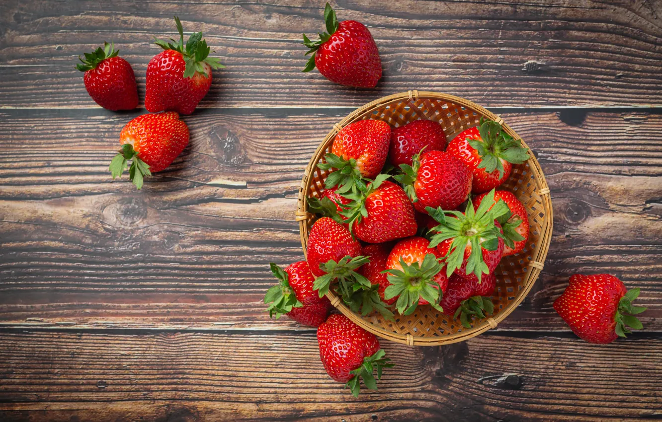 Photo wallpaper berries, Board, strawberry