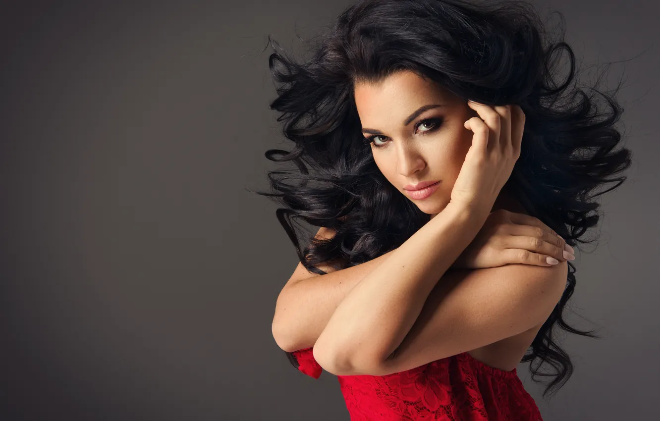 Photo wallpaper pretty, brunette, look, make up