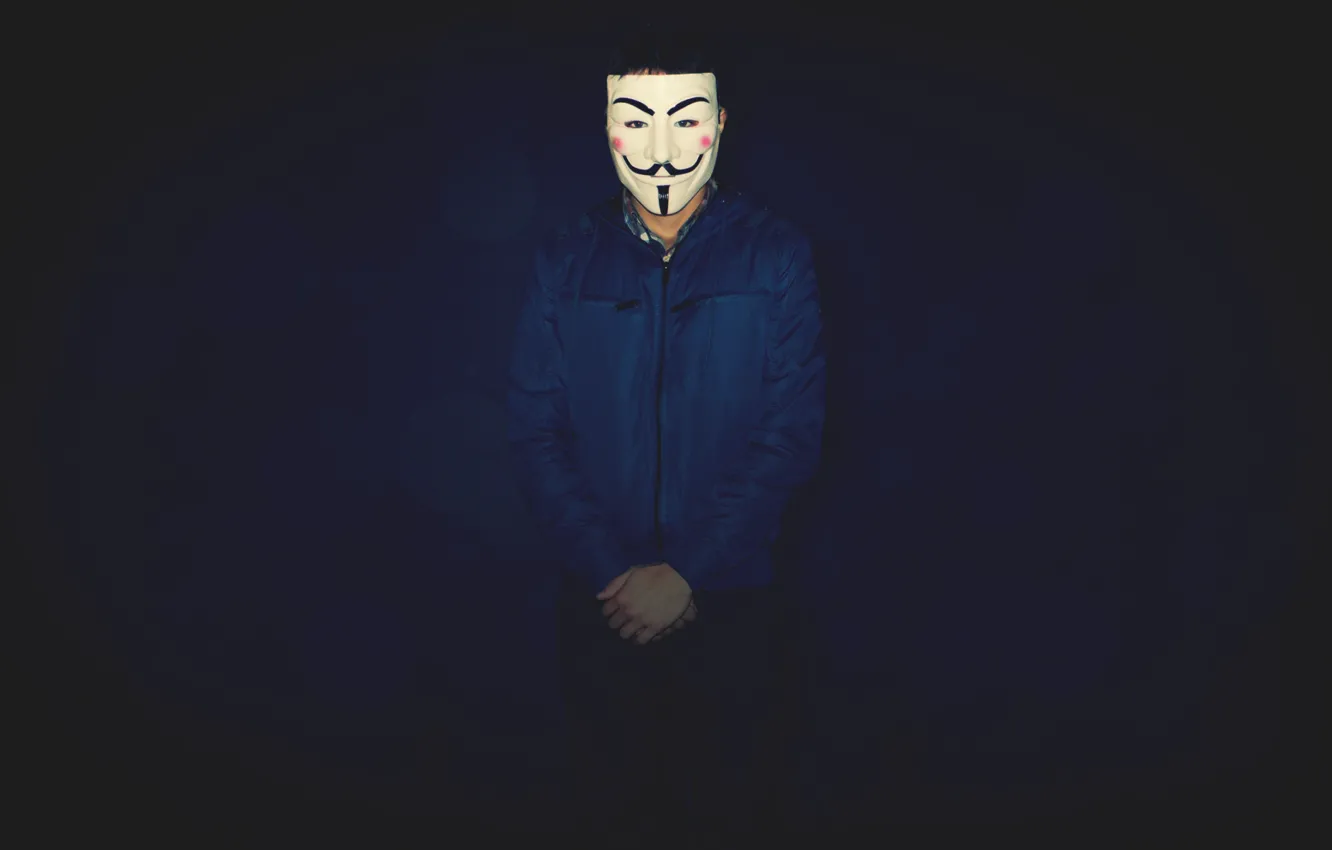 Photo wallpaper Dark, Blue, Style, Men, V for Vendetta, Boy, Mood, Mask