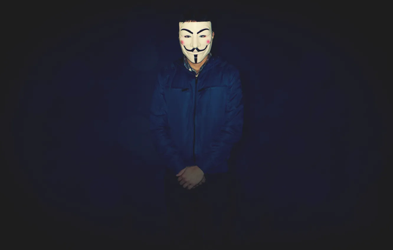 Photo wallpaper dark, Revenge, style, blue, boy, mood, men, v for vendetta