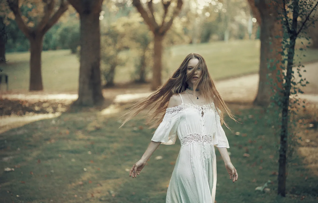 Photo wallpaper summer, girl, background, hair, dress