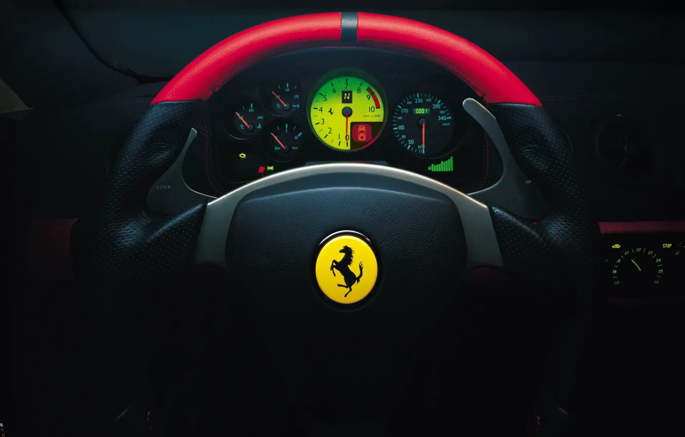 Photo wallpaper Ferrari, Salon, Ferrari, The wheel