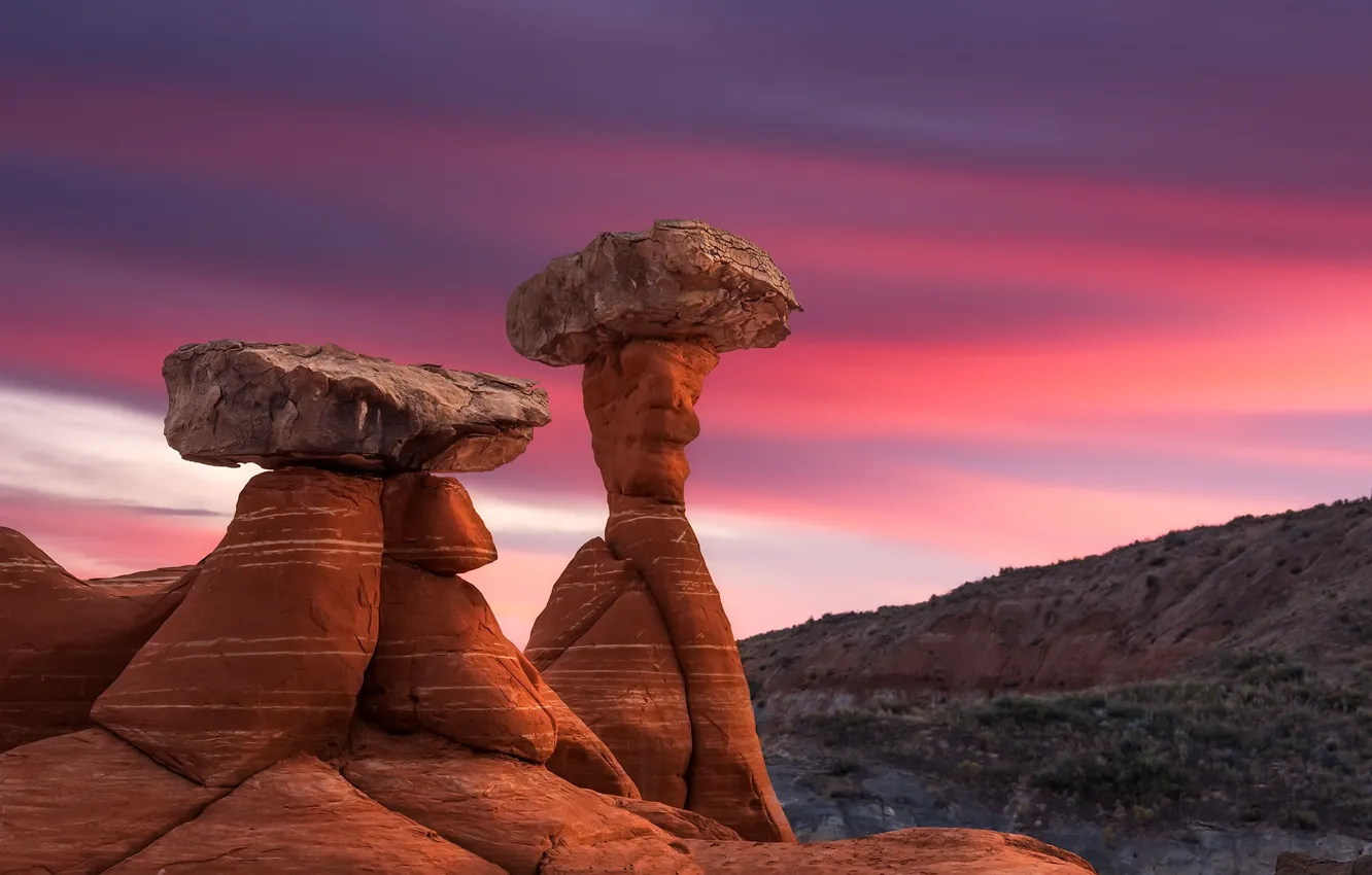Photo wallpaper the sky, sunset, mountains