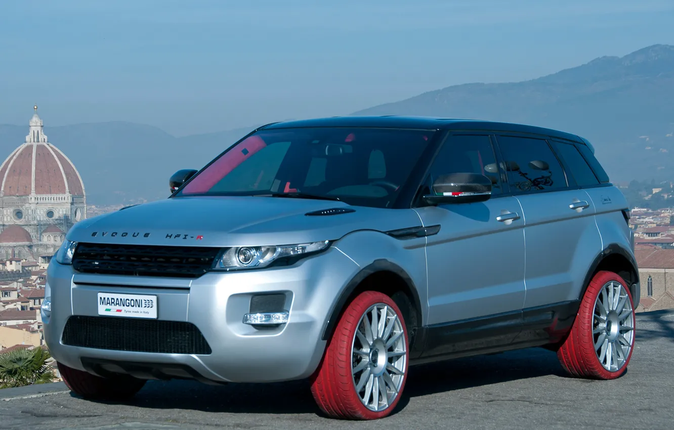 Photo wallpaper red, Land Rover, Range Rover, tuning, Evoque, Marangoni, Marangoni, colored tires