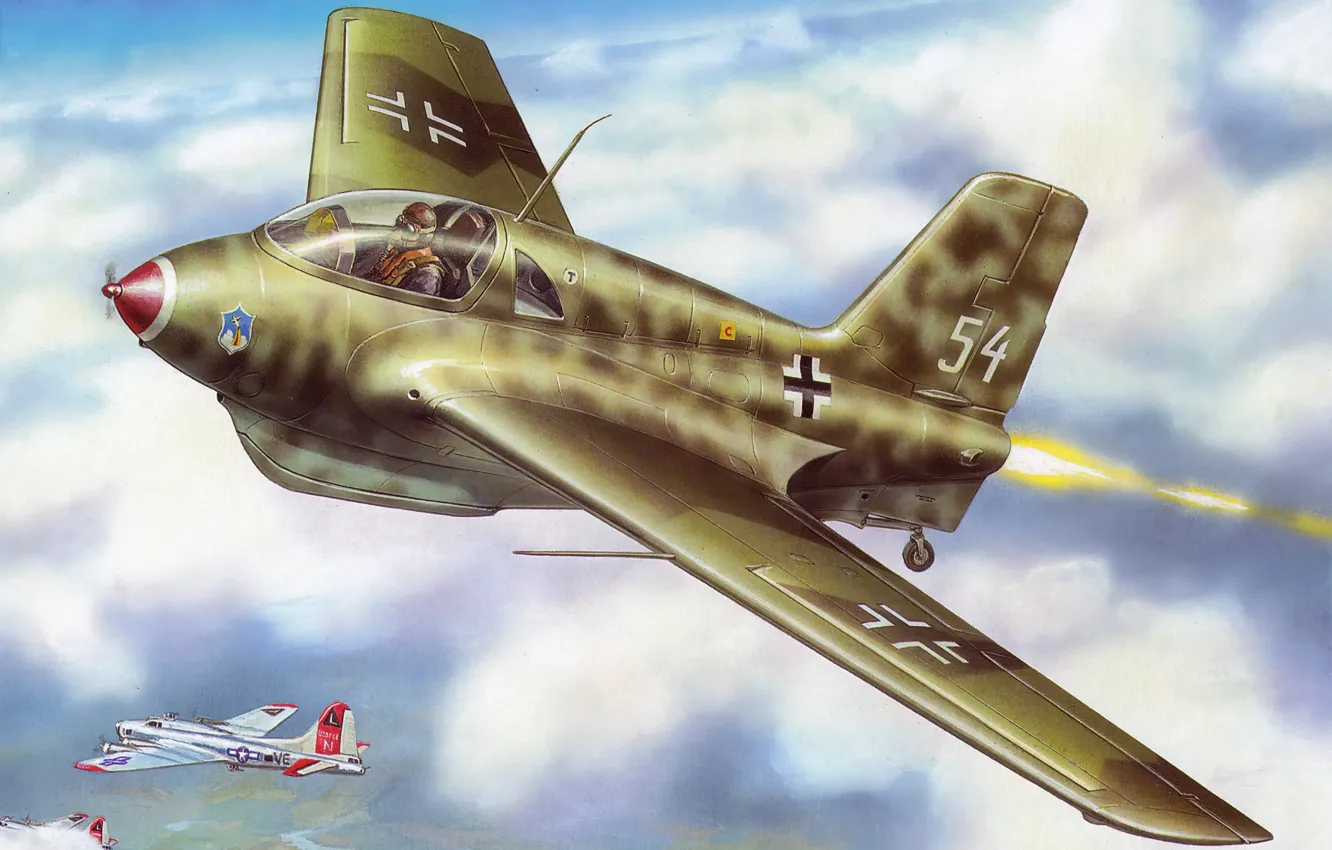 Photo wallpaper Germany, Air force, Combat aircraft, Messerschmitt, Me-163