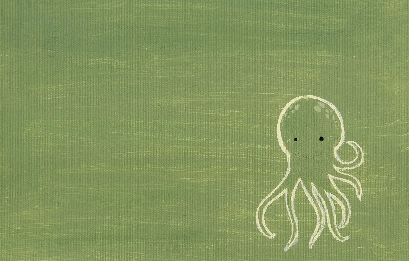 Photo wallpaper green, figure, octopus