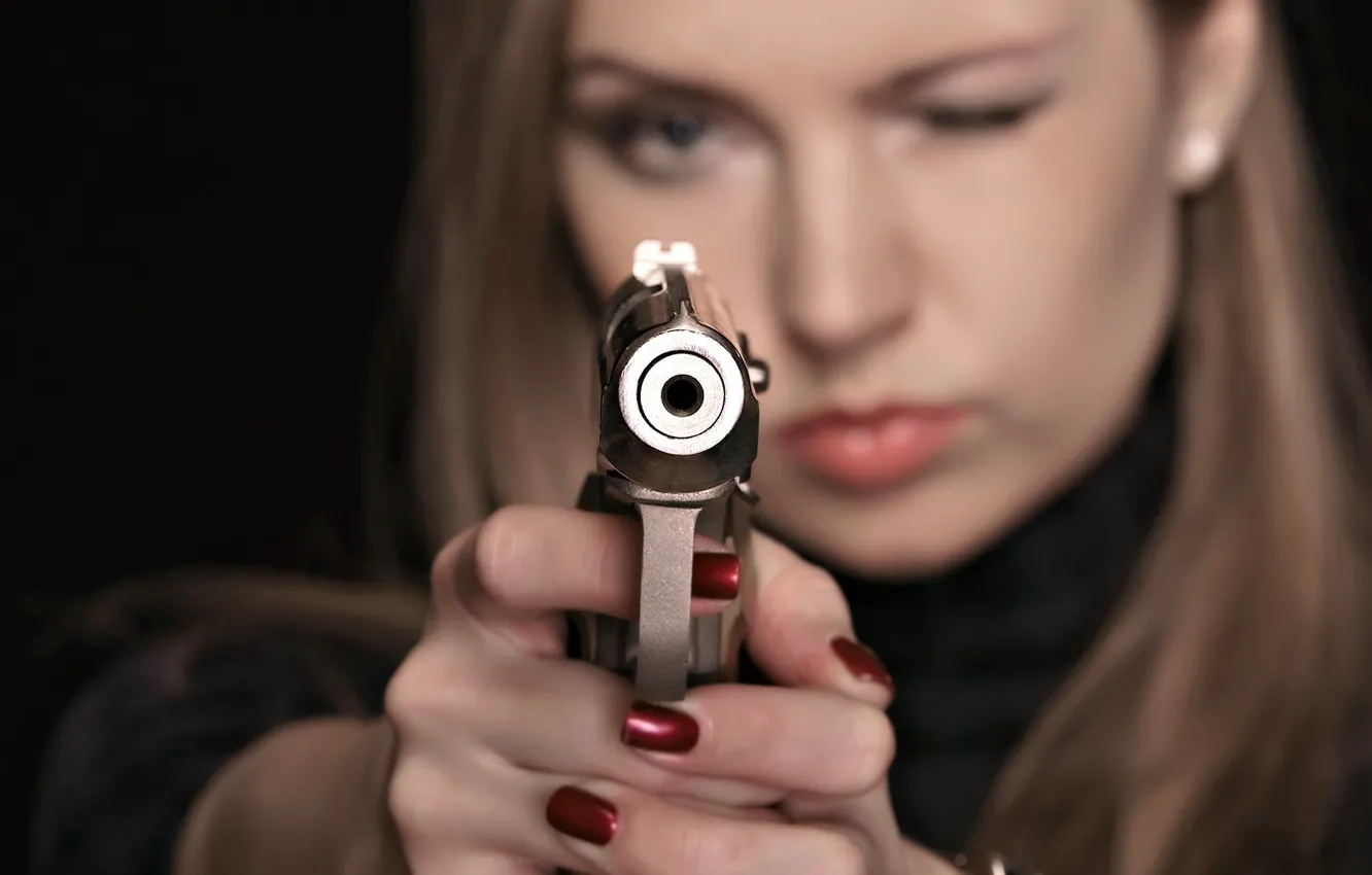 Photo wallpaper girl, gun, weapons