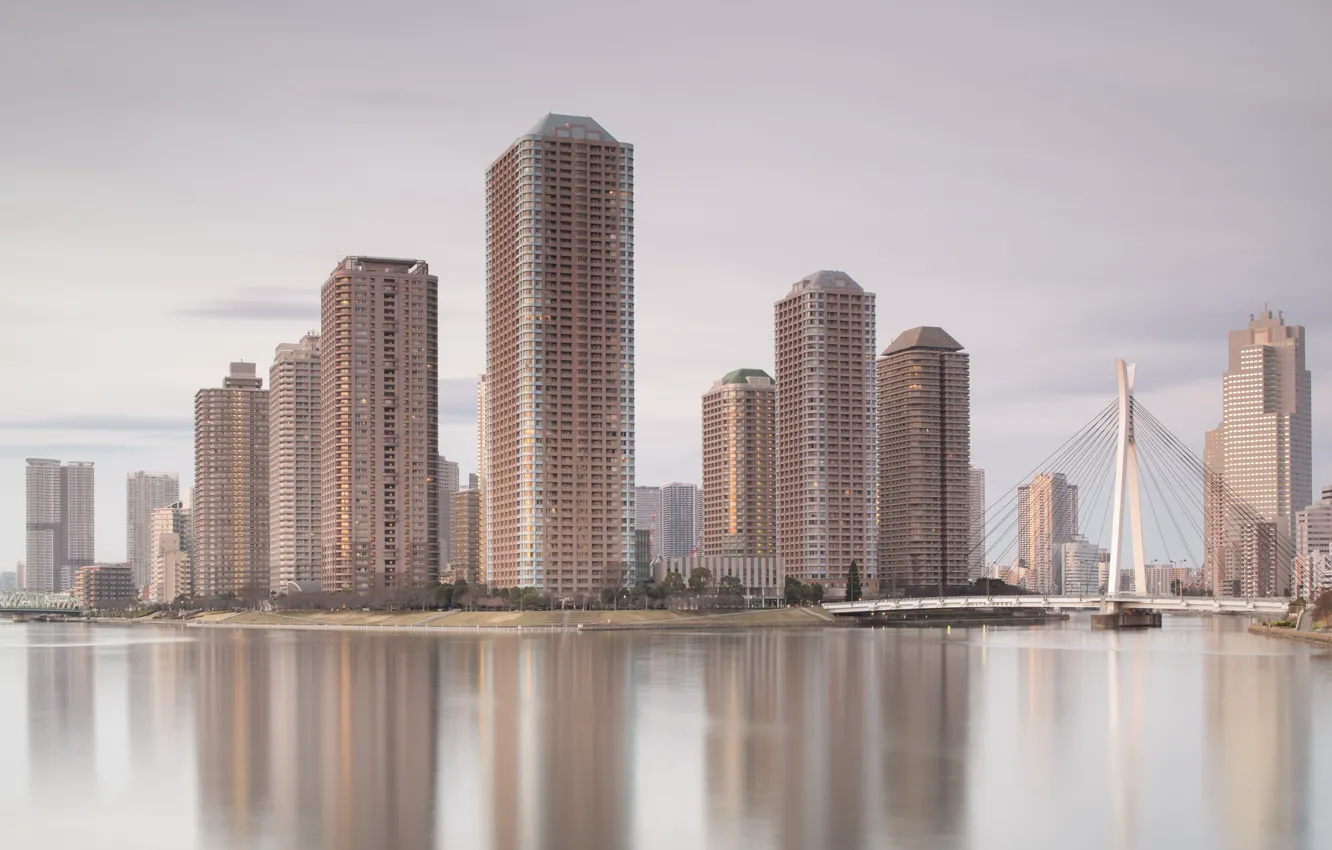 Photo wallpaper the city, Tokyo, reflections