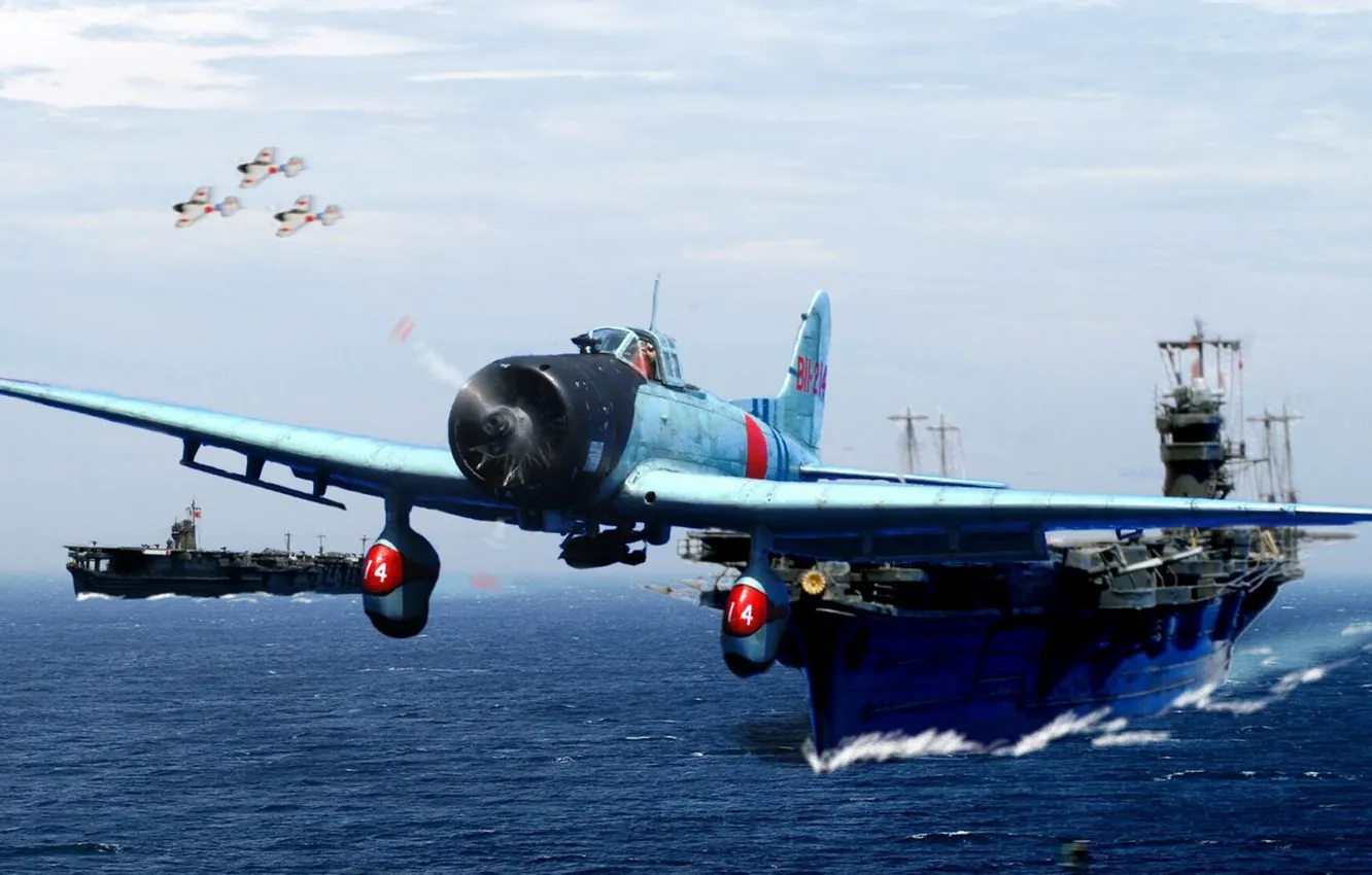 Photo wallpaper the carrier, The type 99, Aichi, Japanese carrier-based dive bomber, D3A, Val