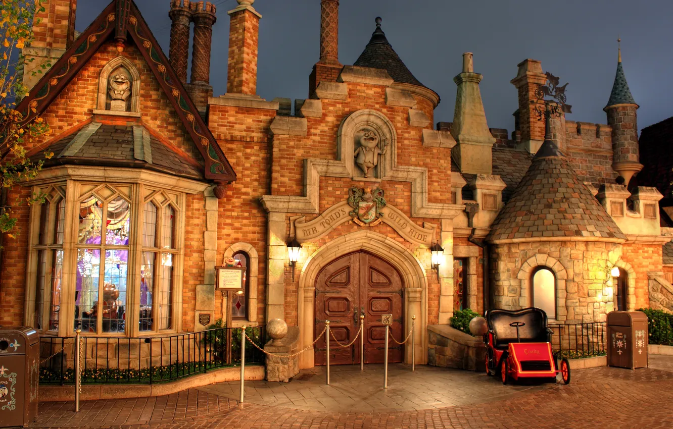 Photo wallpaper night, lights, Park, home, lights, CA, USA, Disneyland