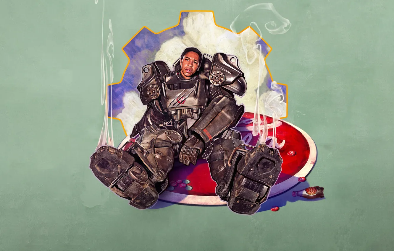 Photo wallpaper metal, logo, warrior, fallout