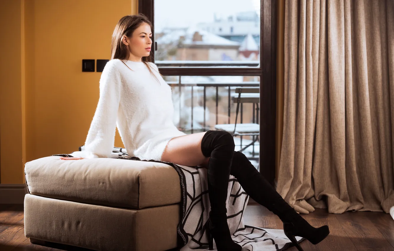 Photo wallpaper model, gorgeous, posing, beautiful face, Photoshoot, sweater, striking, Hilary C