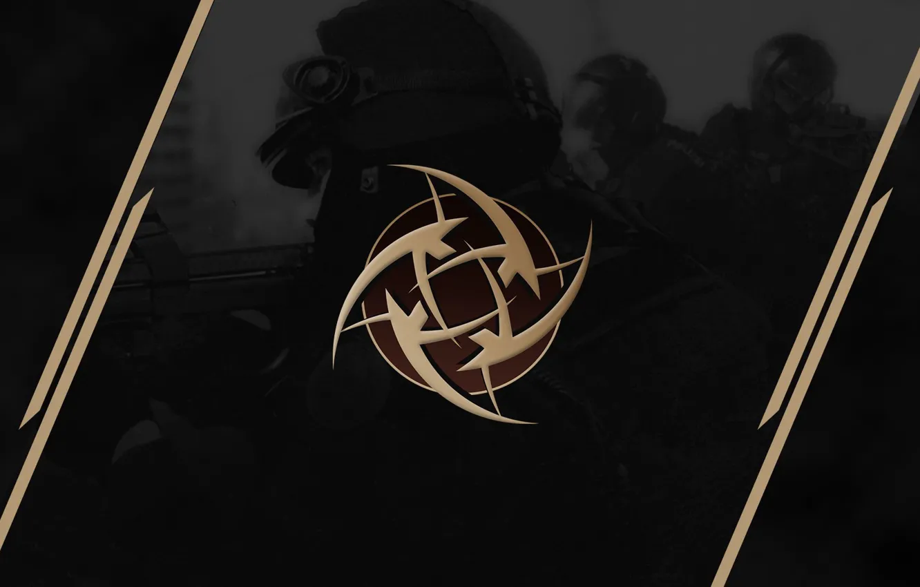 Photo wallpaper strip, logo, black background, special forces, counter-strike, csgo, nip, cs go