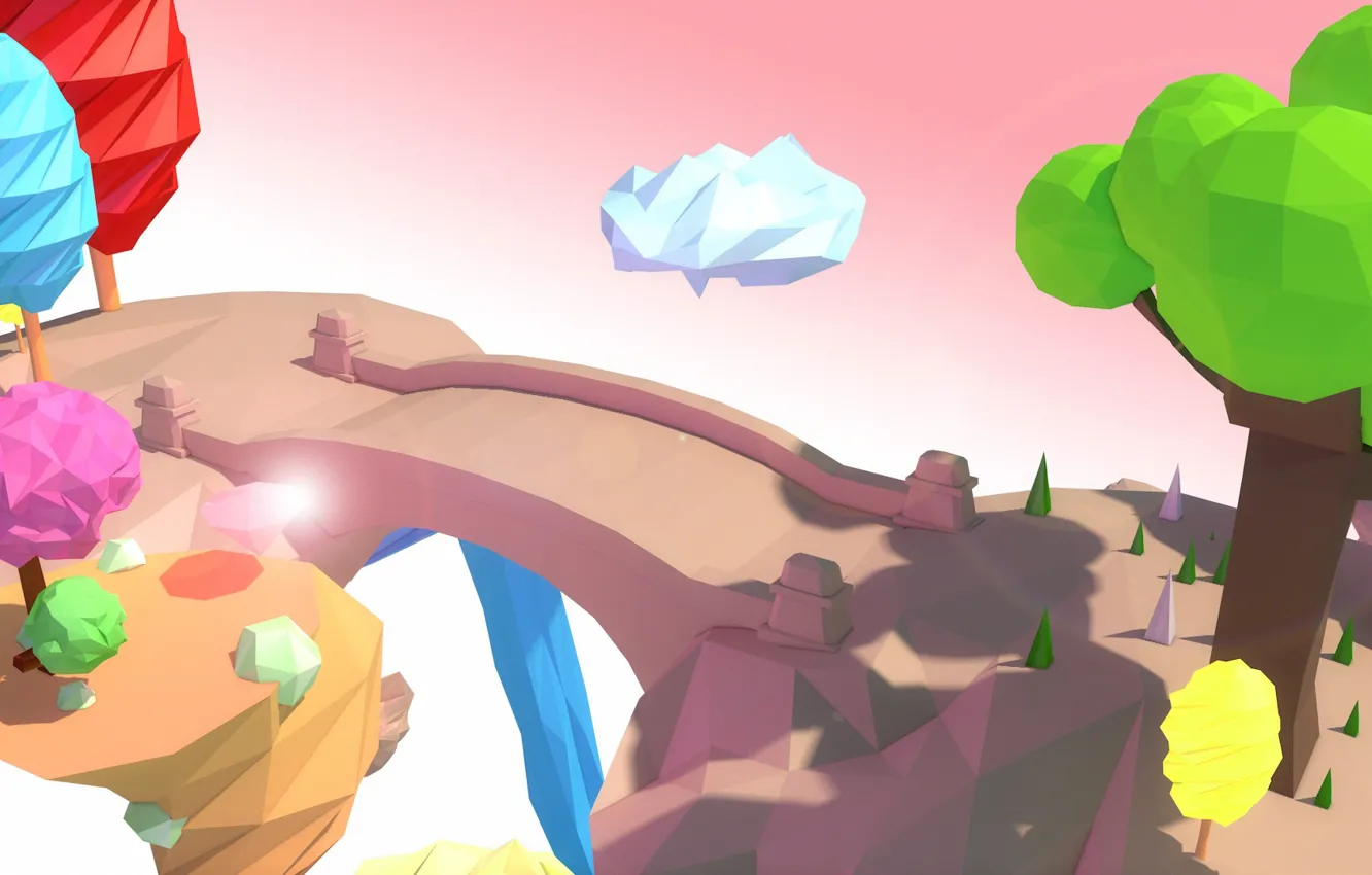 Photo wallpaper trees, landscape, paint, minimalism, low poly