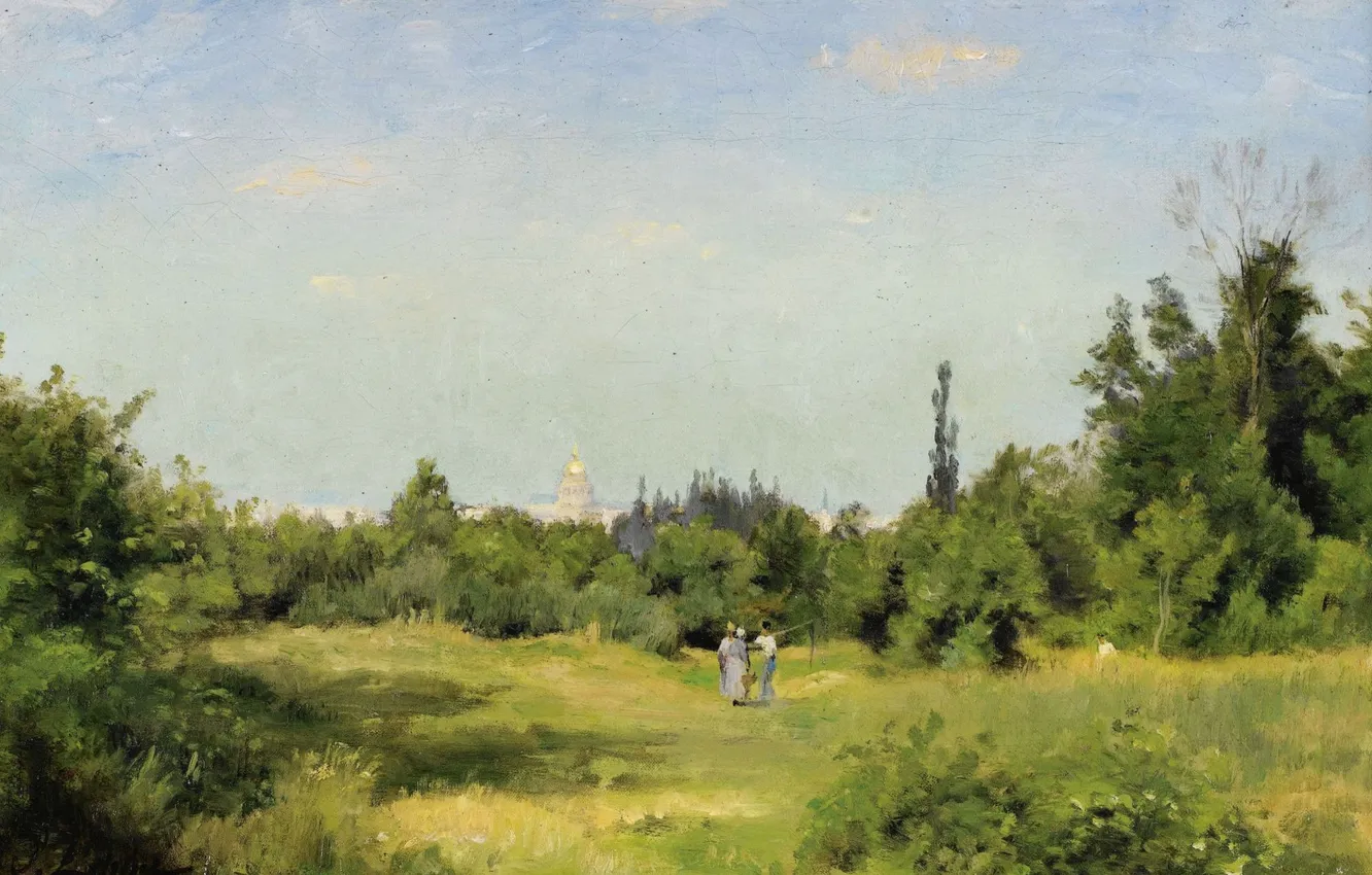 Photo wallpaper landscape, picture, Stanislas Lepine, Stanislas Lépine, The Plain Of Issy-Les-Moulineaux, 1877-80