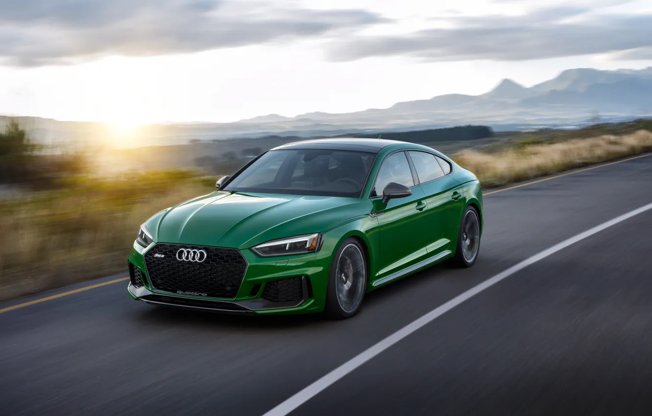 Photo wallpaper sunset, Audi, speed, RS5, Sportback, RS 5, 2019