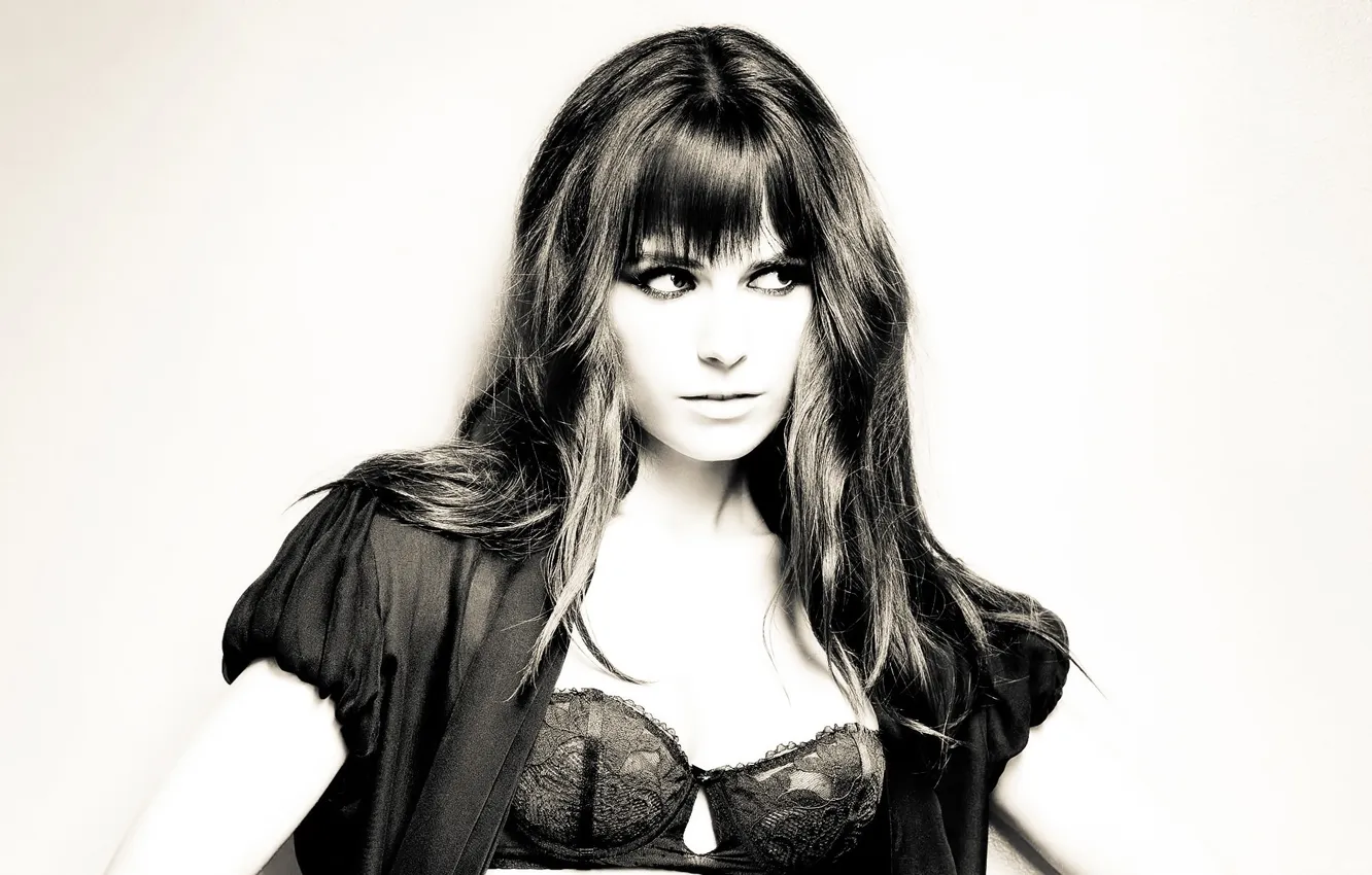 Photo wallpaper look, girl, underwear, brunette, white background