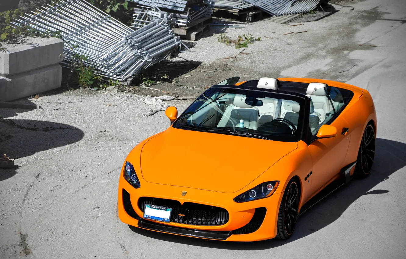 Photo wallpaper orange, Maserati, convertible, Maserati, orange, Grandturismo