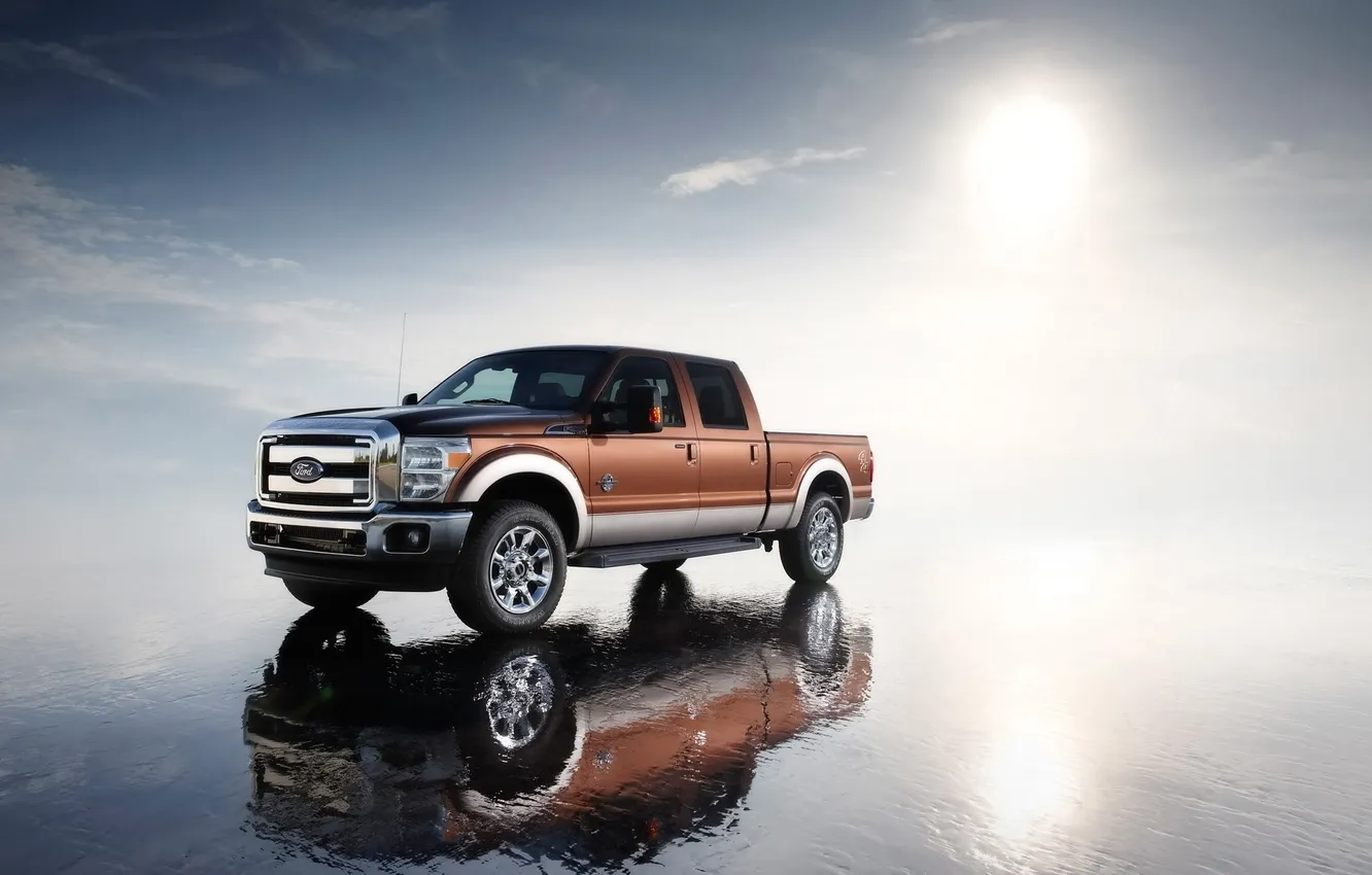 Photo wallpaper sand, beach, reflection, Ford F-series