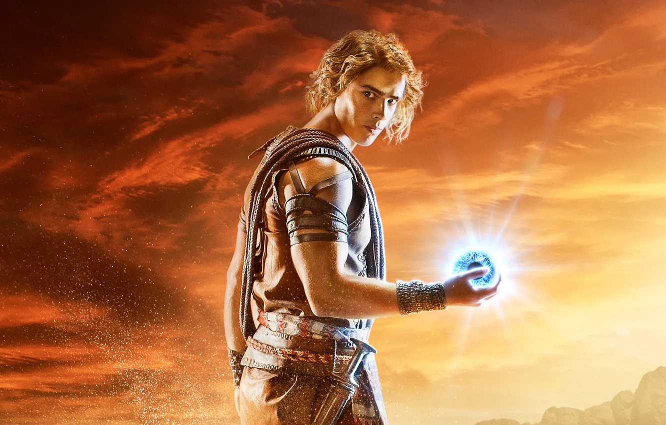 Photo wallpaper Fantasy, Clouds, Sky, Mythology, Hero, Gods, Blue, the