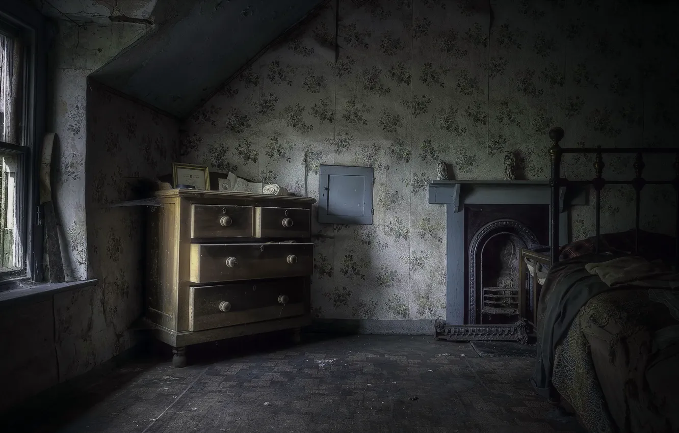 Photo wallpaper room, bed, window