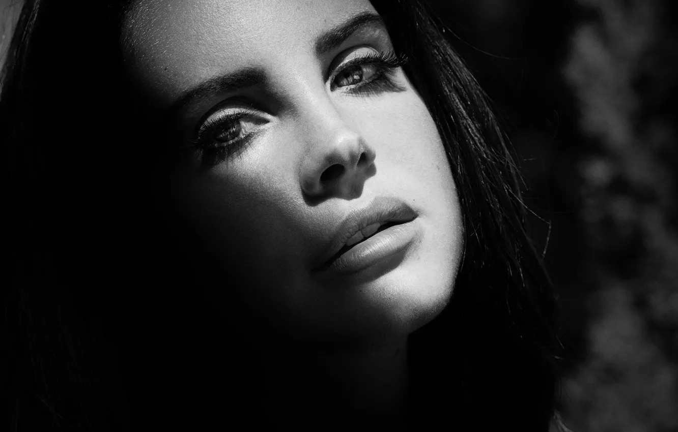 Photo wallpaper girl, face, black and white, singer, Lana Del Rey, Lana Del Rey