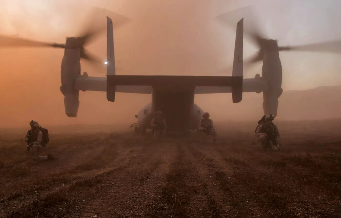 Photo wallpaper weapons, army, soldiers, landing