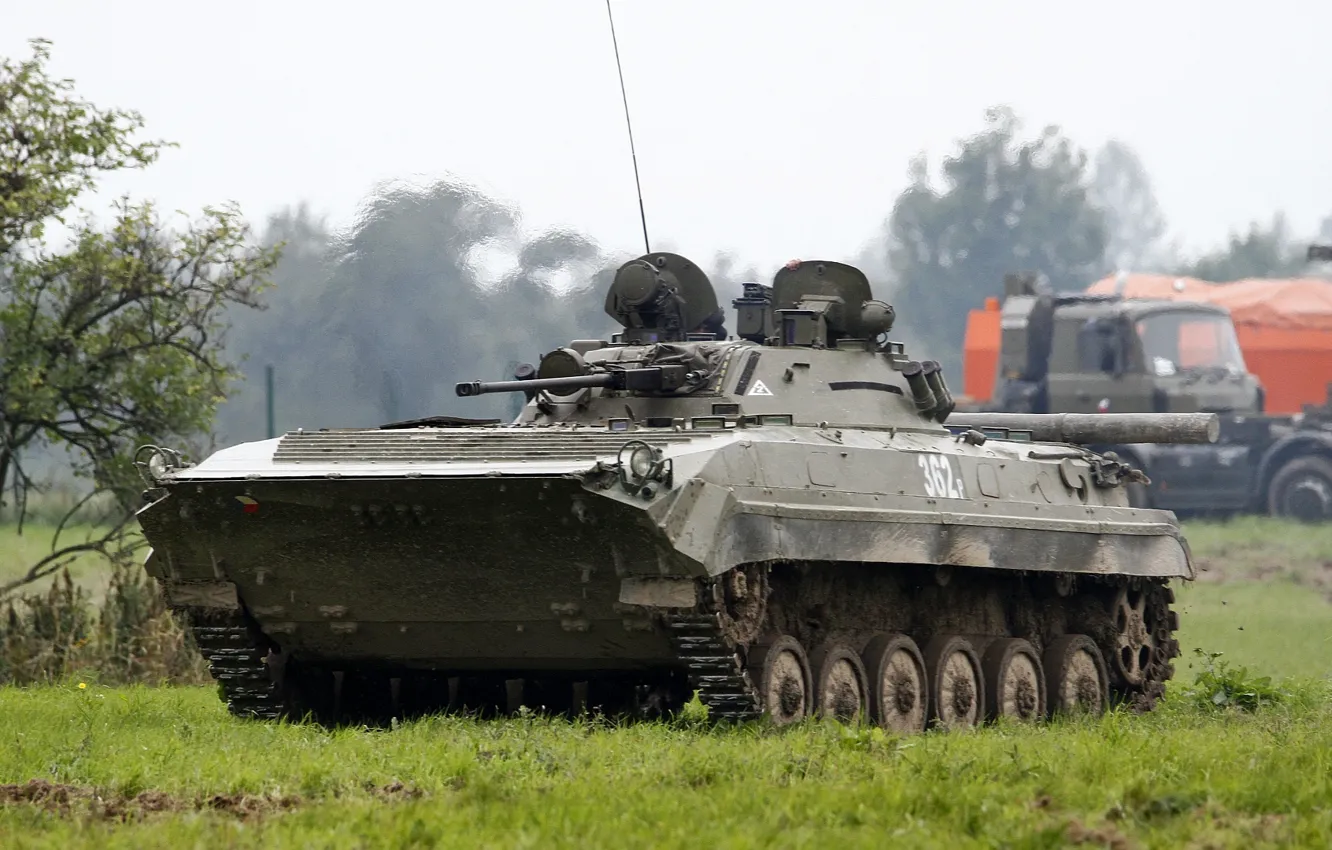 Photo wallpaper field, machine, combat, The BMP-3, infantry