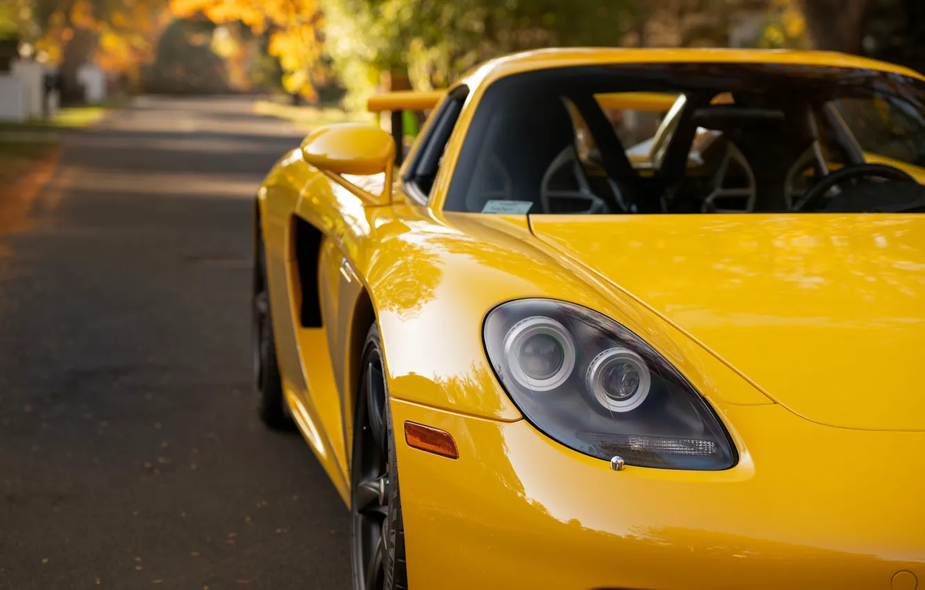 Photo wallpaper Porsche, yellow, Porsche Carrera GT