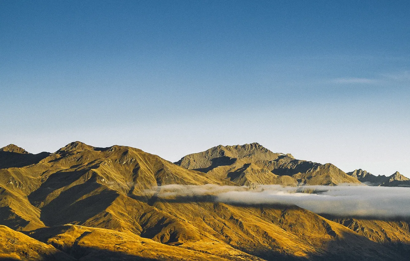 Photo wallpaper the sky, clouds, mountains, sunlight