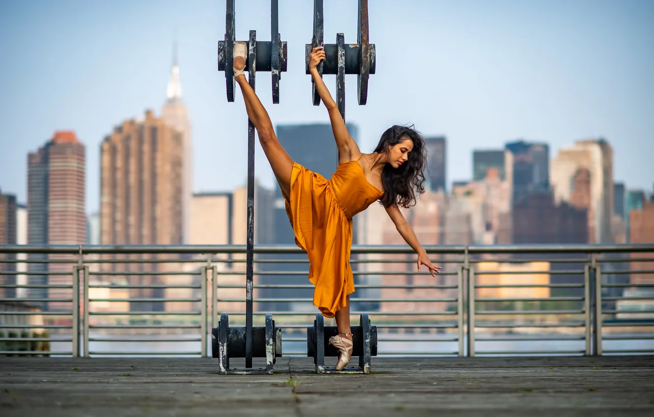Photo wallpaper girl, pose, feet, ballet