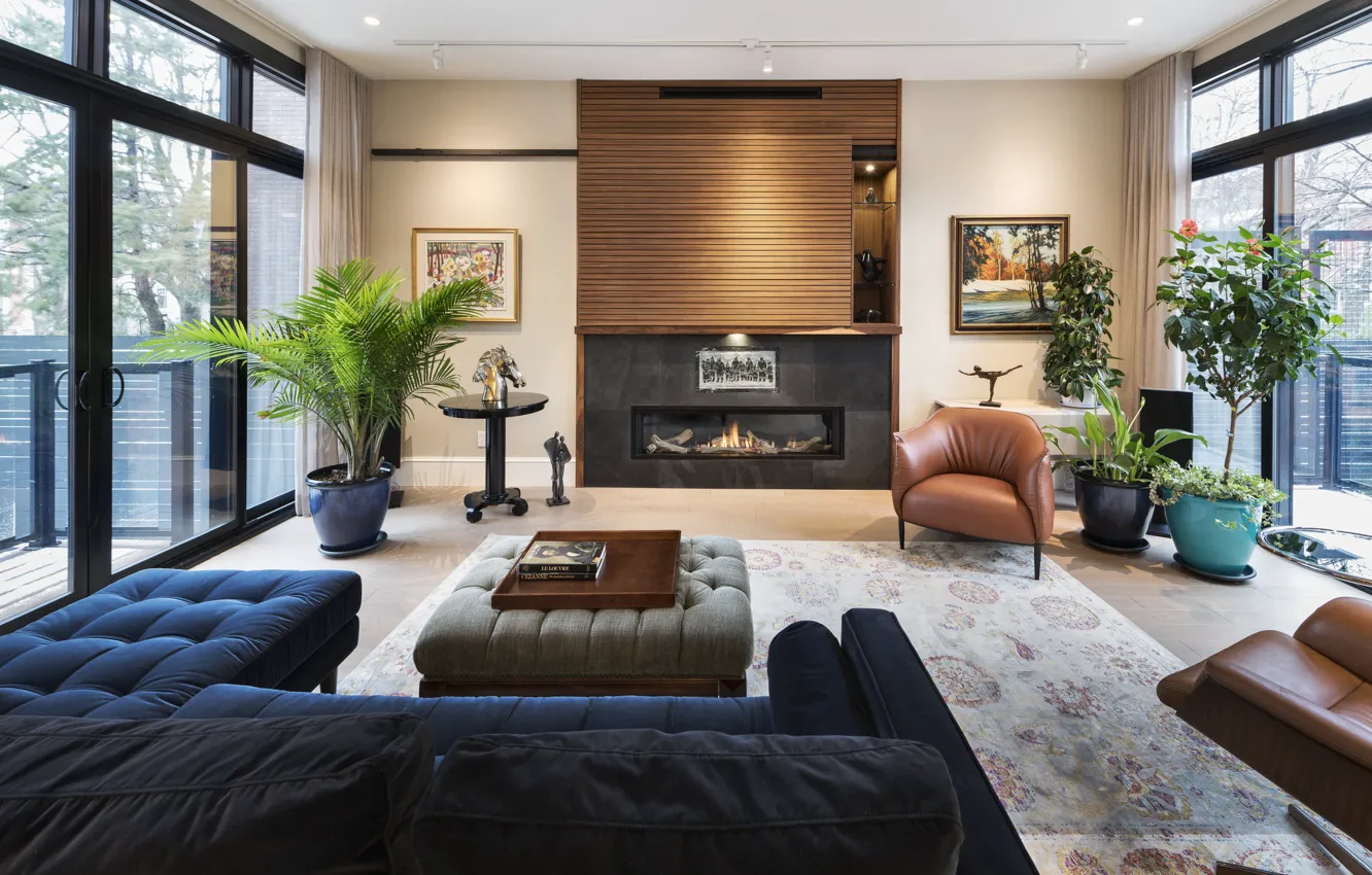 Photo wallpaper design, style, interior, Canada, fireplace, living room, Ottawa, by Ardington and Associates Design