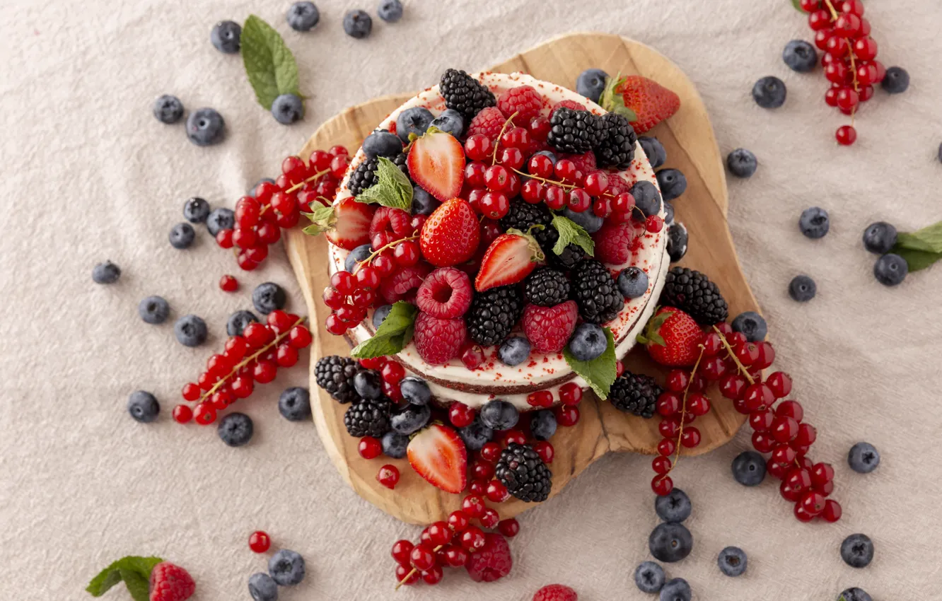 Photo wallpaper berries, strawberry, currants