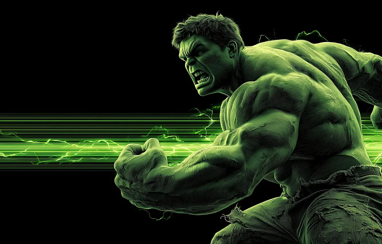 Photo wallpaper power, incredible, hulk, raw, motion
