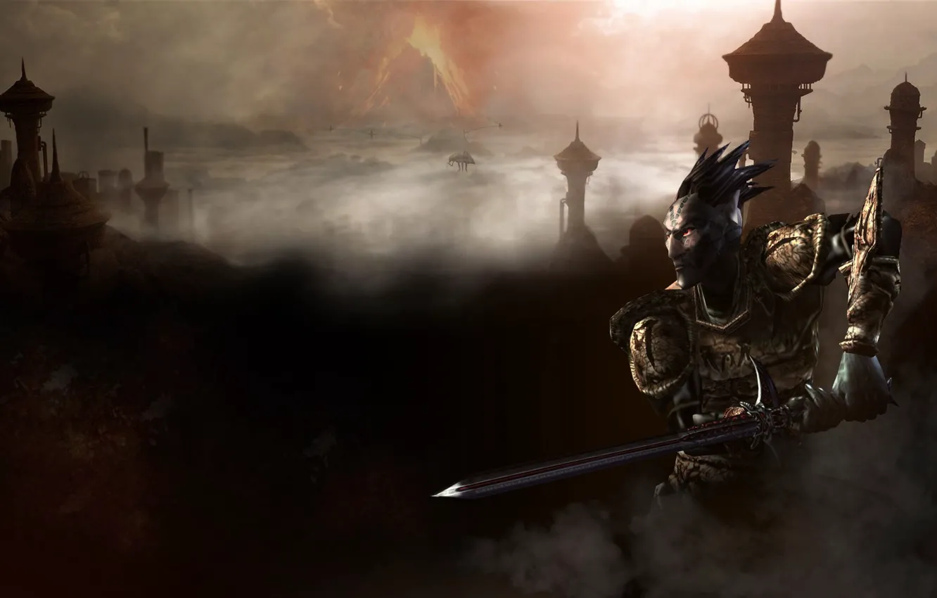 Photo wallpaper fog, sword, Morrowind