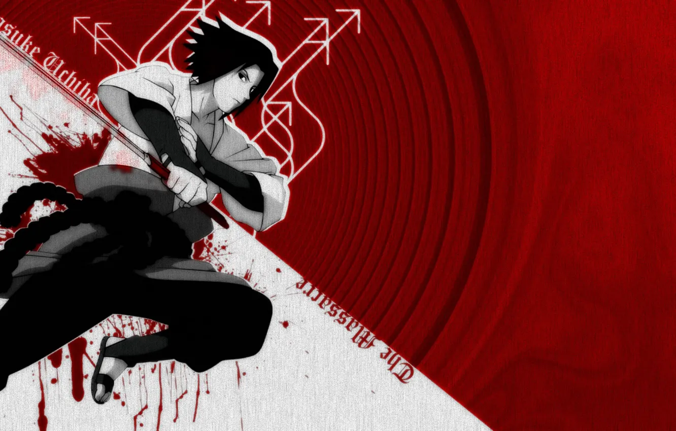 Photo wallpaper blood, katana, blood, Sasuke Uchiha, sasuke uchiha