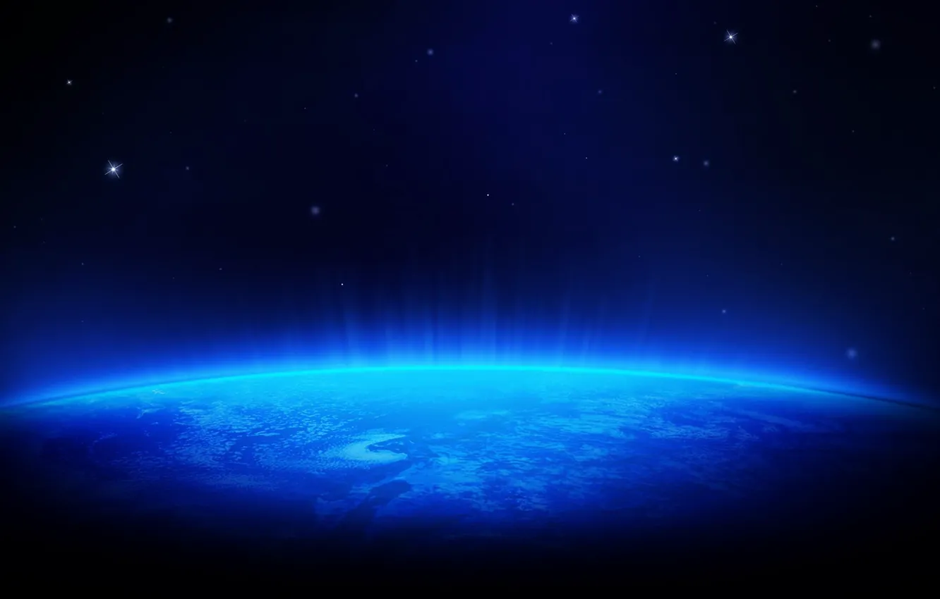 Photo wallpaper space, blue, stars, planet