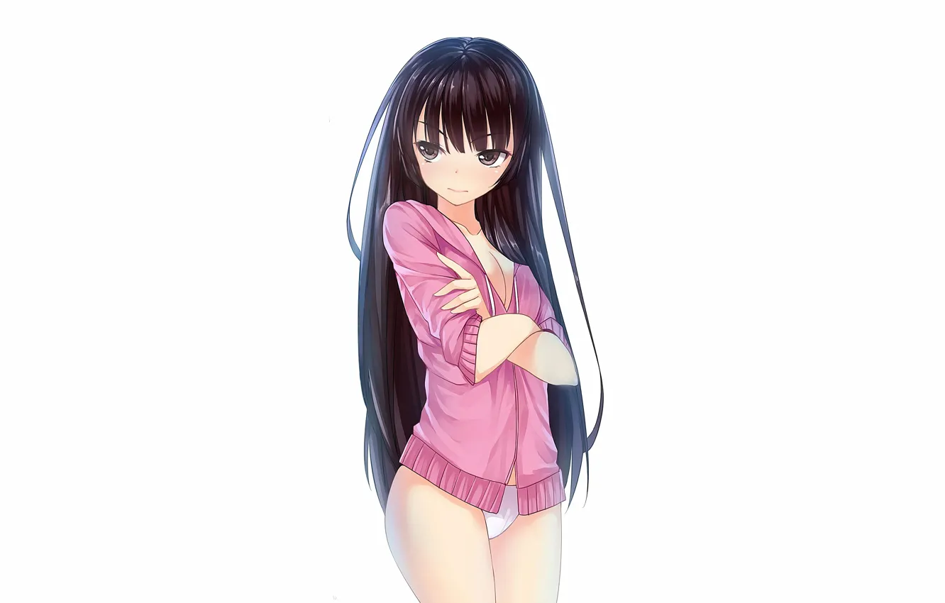 Photo wallpaper girl, sexy, cleavage, panties, long hair, boobs, anime, beautiful