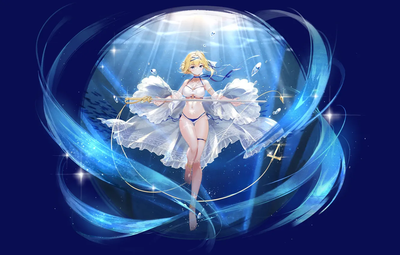 Photo wallpaper girl, sexy, cleavage, boobs, anime, beautiful, short hair, pretty