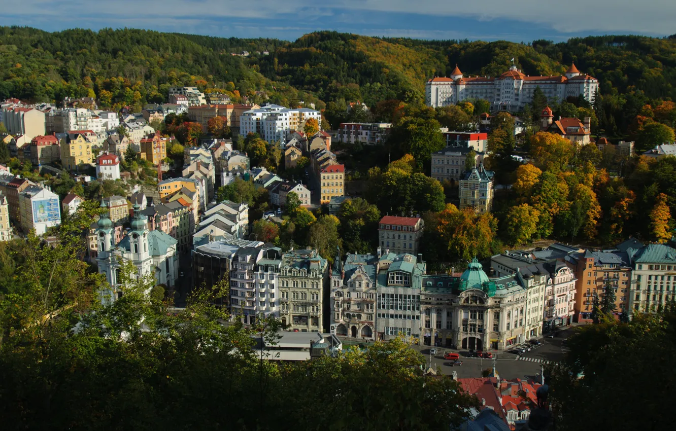 Photo wallpaper Czech Republic, panorama, Karlovy Vary, Carlsbad