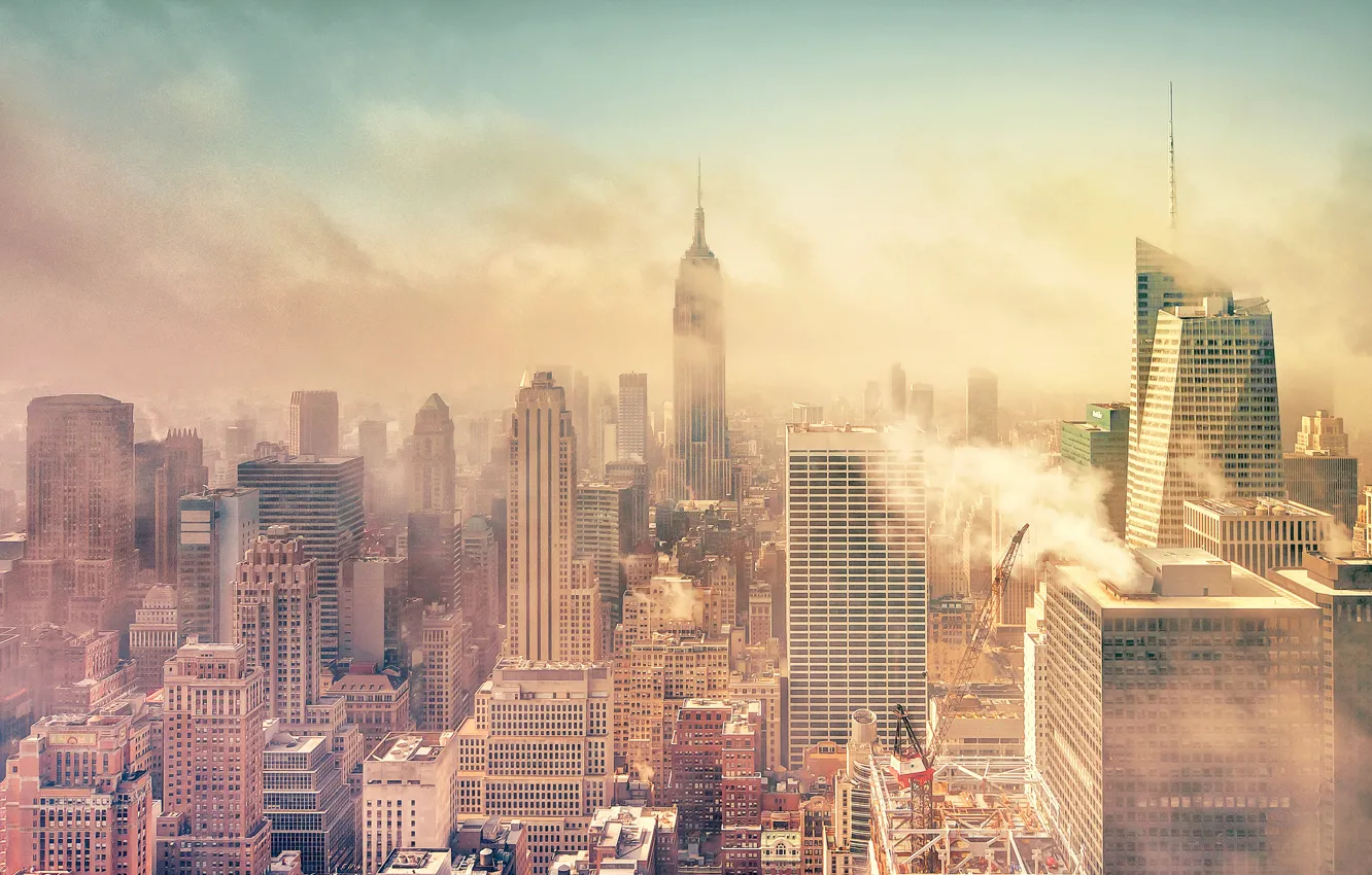 Photo wallpaper smoke, New York, Manhattan, Manhattan, could