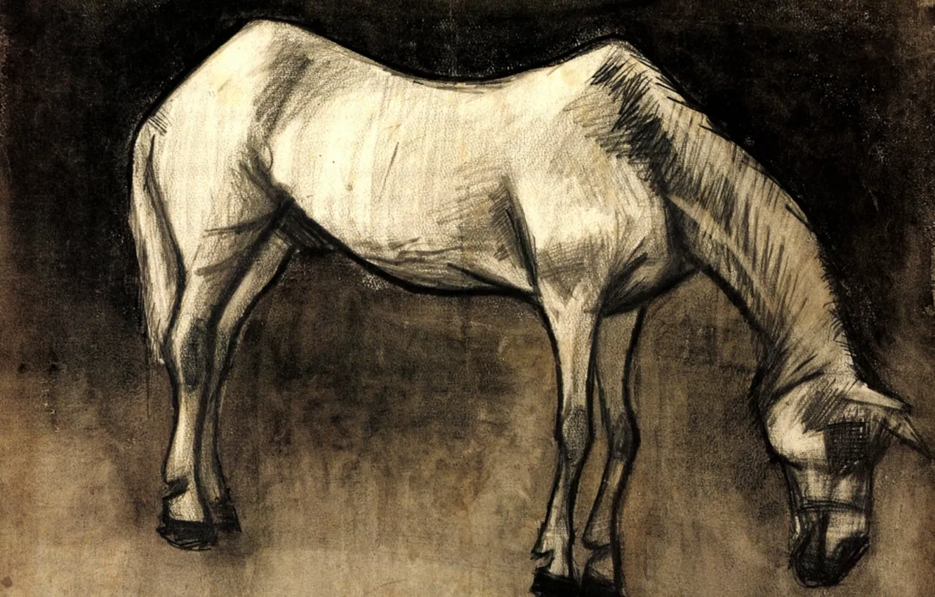 Photo wallpaper Vincent van Gogh, white horse, Old Nag