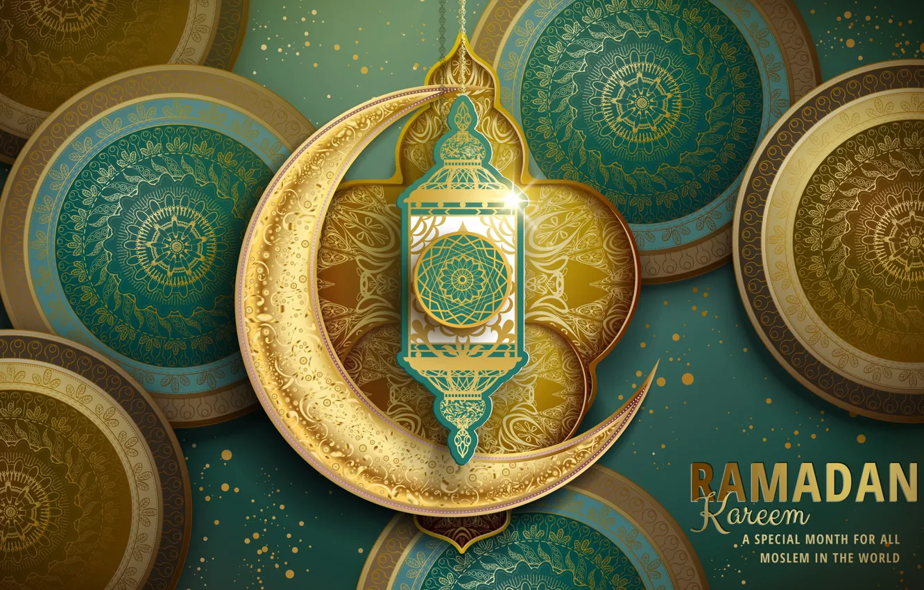 Photo wallpaper circles, patterns, a month, flashlight, religion, Ramadan